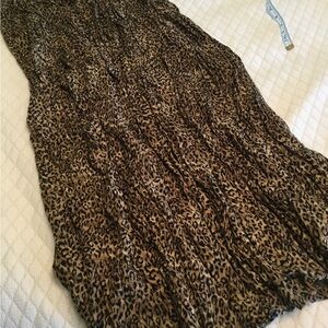 Leopard Print Maxi Boho Skirt